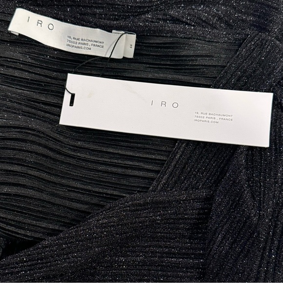 IRO Dollie Twist Front Short Sleeve Metallic Crop Top Blouse Size 10 NEW - Picture 9 of 11